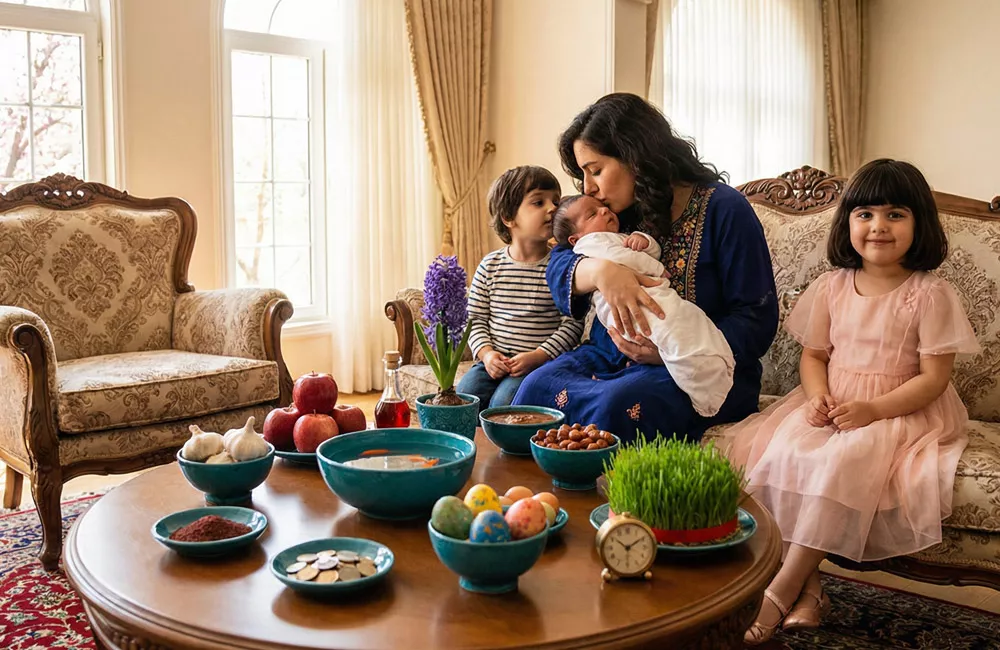 حلقه آغوش خانوادگی کنار هفتسین